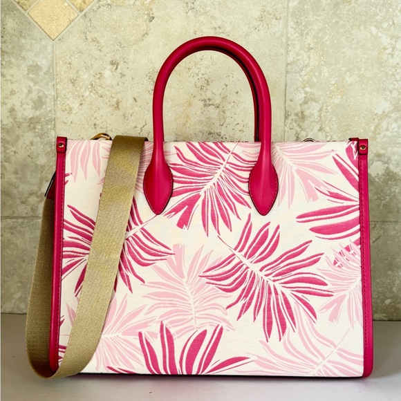 Michael Kors Medium Satchel Shoulder Tote Bag Palm Electric Pink Multi - Picture 3 of 13